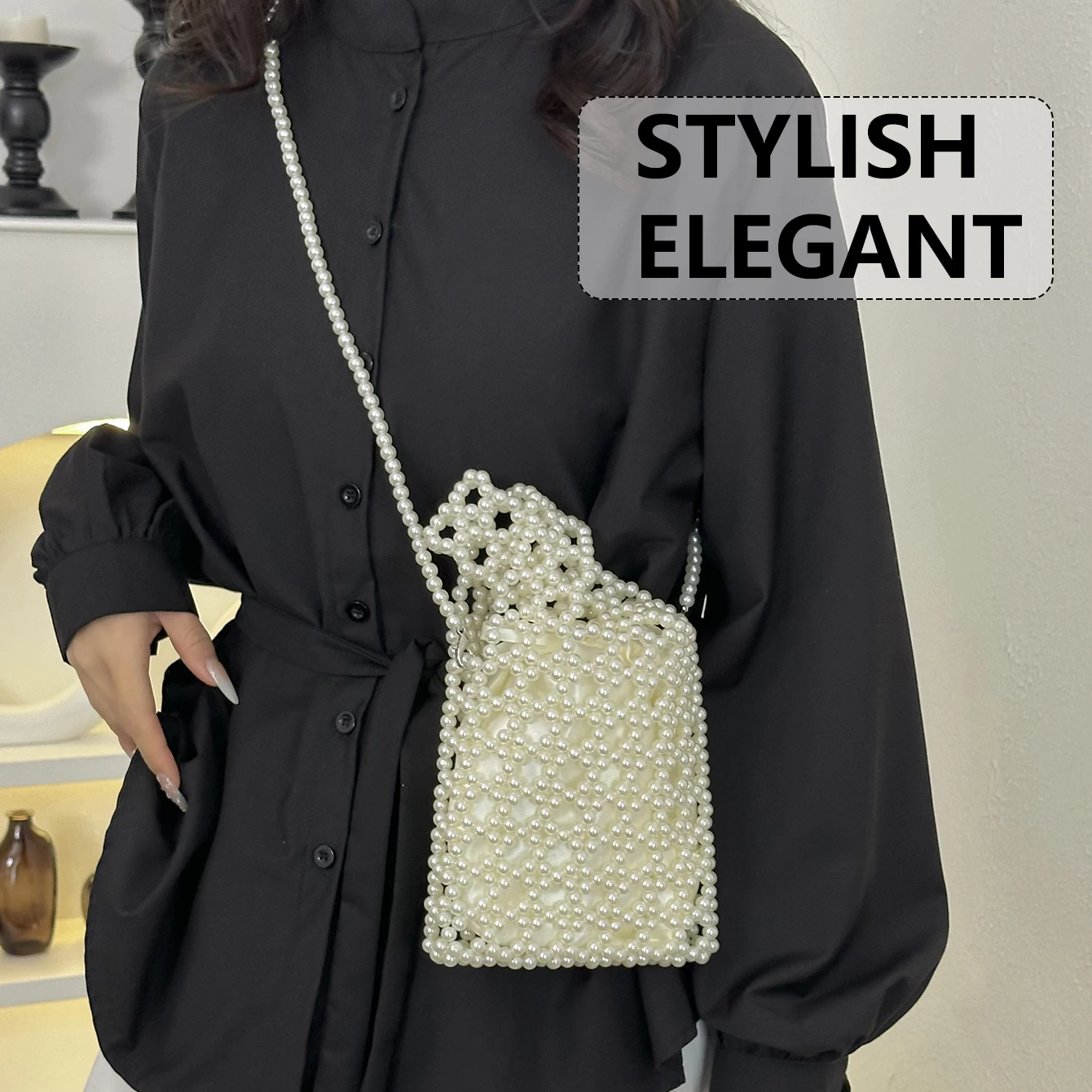 

Сумка-кроссбоди для телефона, легкая и высококачественная, женская модель 2026 года, для хранения и переноски, портативная, с жемчужным декором, люкс-версия