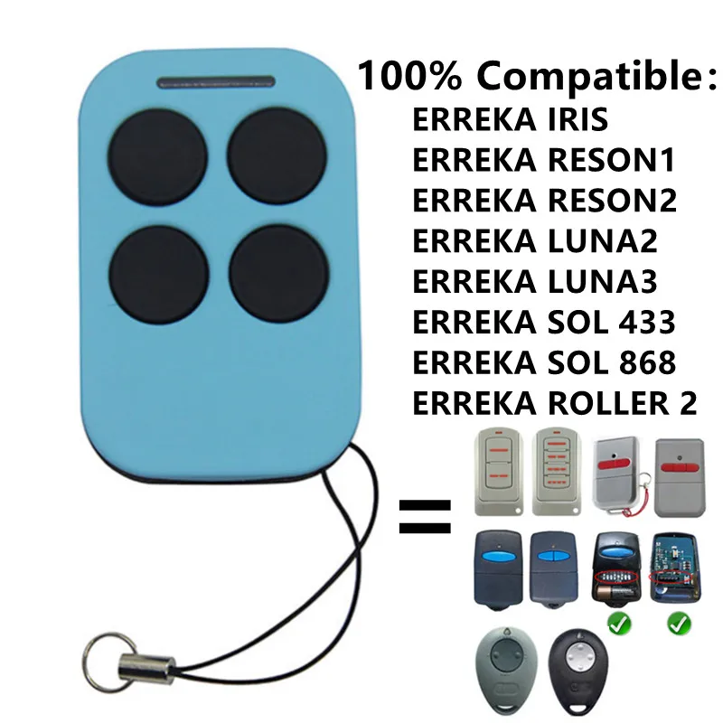 

The Latest Upgrade Of ERREKA IRRIS ROLLER SOL VEGA LUNA RESON 433 MHz 868MHz Door Command Transmitter V15.0 Garage Control