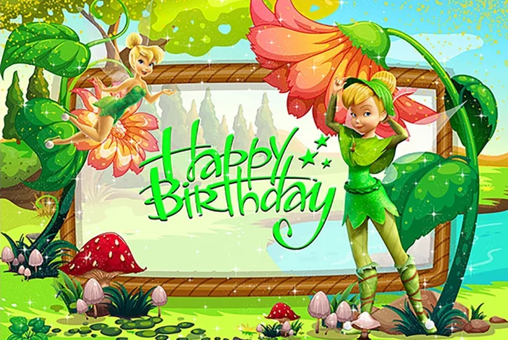 Fondale fatato per Tinker Bell tema festa di compleanno sfondo fotografico verde per decorazioni da tavola per torte a tema Tinkerbell