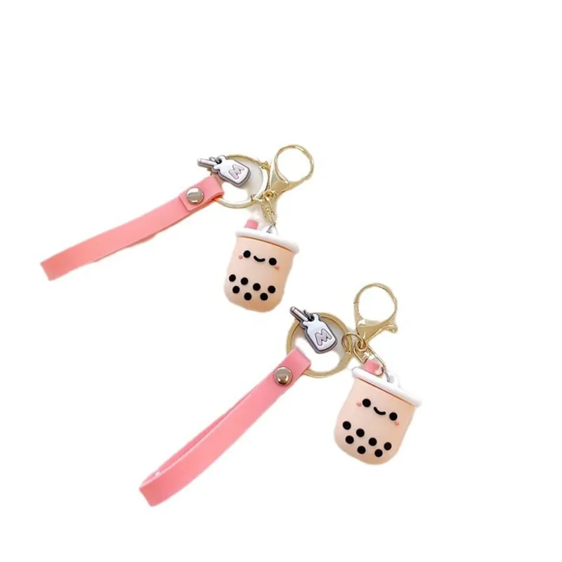 Silicone Bubble Tea Keychain Boba Milk Tea Key Ring Car Keychain Cute Boba Milk Tea Jewelry Gift