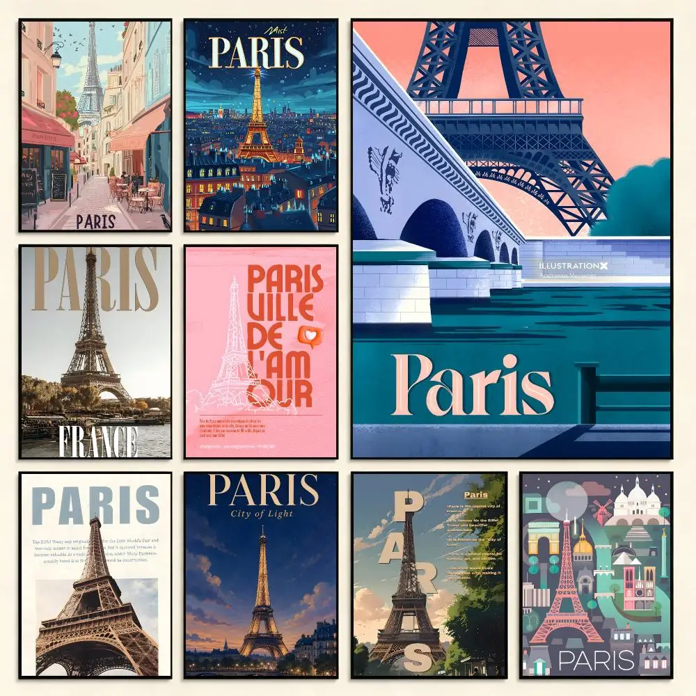 Art Scene P-Paris Modern City Poster Digital Solvent Print Waterproof PP Fade-Resistant Wall Art Room Decor Gift