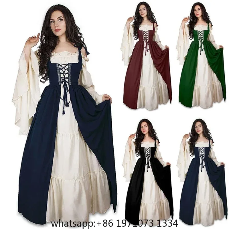 Medieval Punk Dress Cosplay Halloween Costumes Women Palace Carnival Party Disguise Princess Female Victorian Vestido Robe
