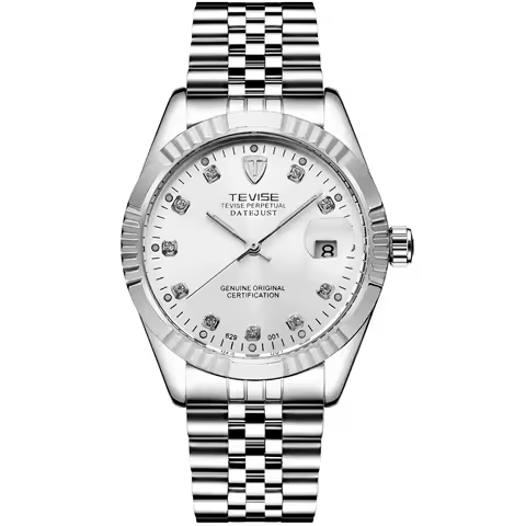 Men's Business Fashion Automatic Waterproof Stainless Steel Mineral Glass Dial Watch