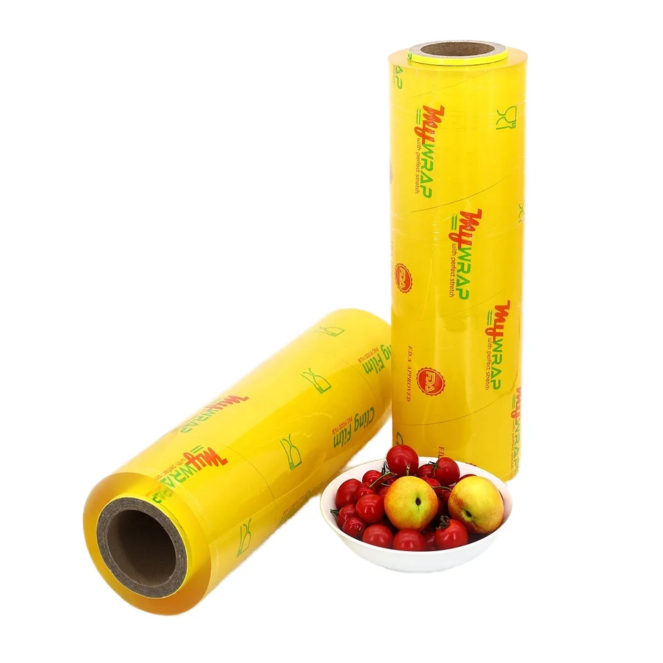 

Food Grade PVC Cling Film Water Soluble Soft Plastic Wrap Fresh Food Beverage Packaging Hamburgers Olives Salads Custom Logo