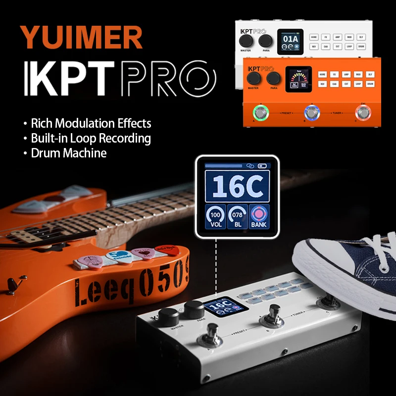 YUIMER KPT PRO ギター/ベース用マルチエフェクトペダルプロセッサー
