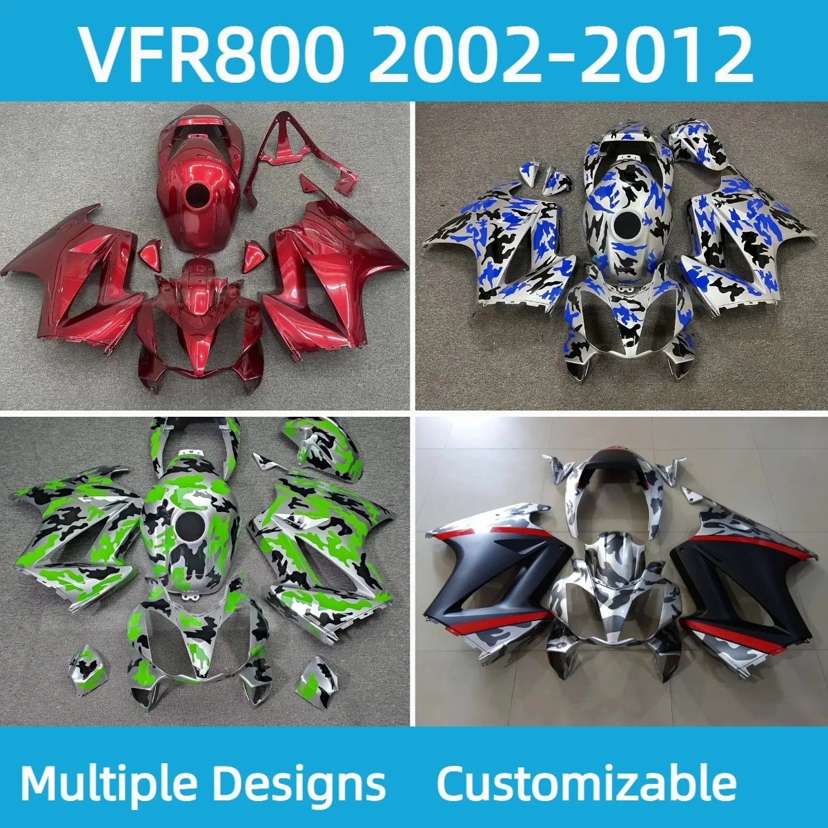 

New Style Fairing Kit for Honda VFR800 2002-2008 2009 2010 2011 2012 Motorcycle Plastics Kits Covers Fairings VFR 800 02-12