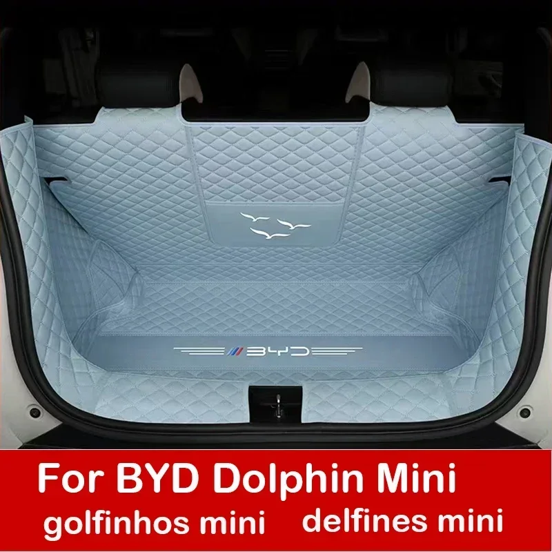 Full Coverage Leather Trunk Mat For BYD Dolphin Mini Seagull 2023-Present Boot Liner Tray Waterproof Mud Protector Cargo Carpet