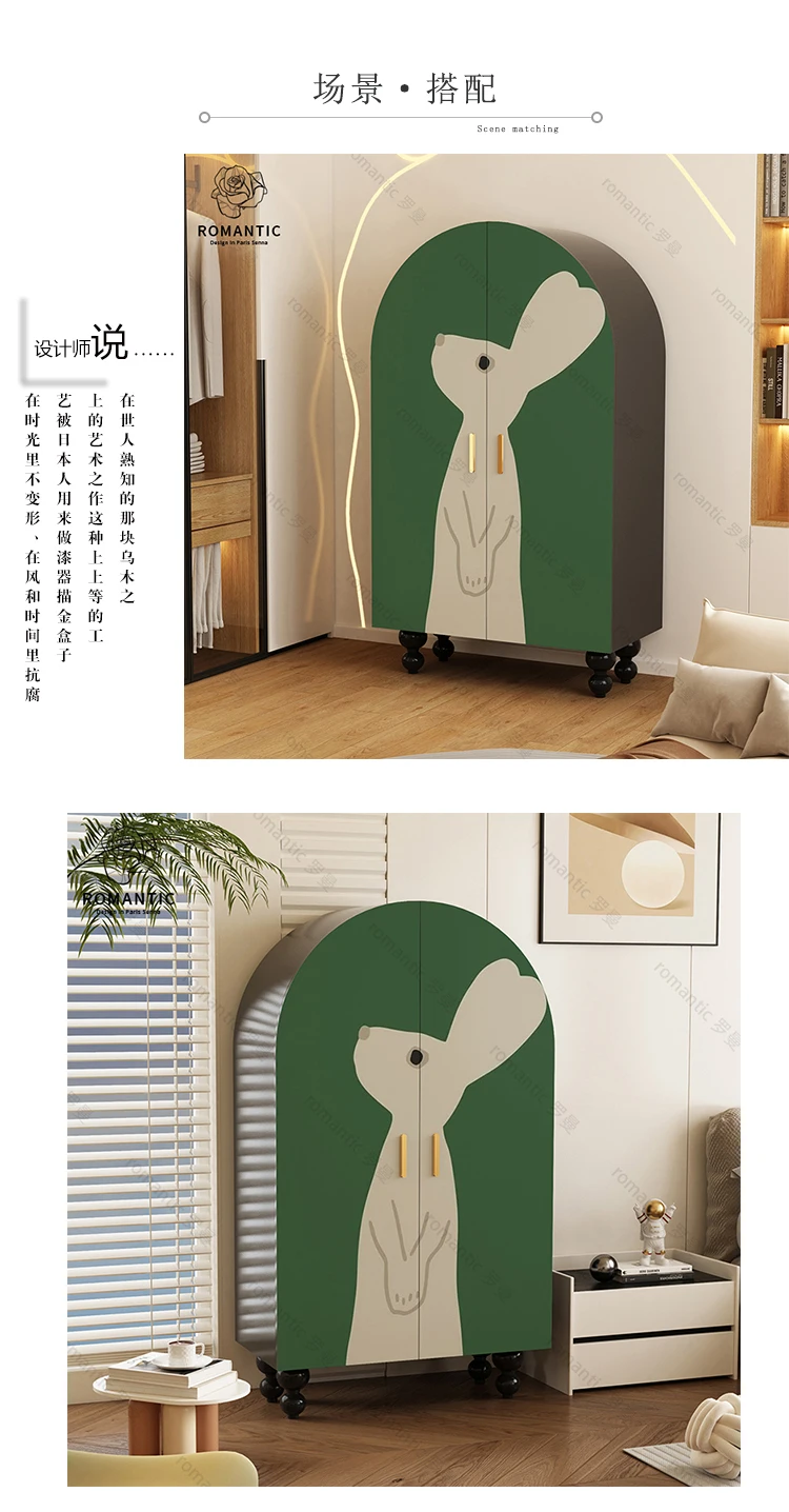 Cute Rabbit Solid Wood Independent Hanging Wardrobe Bedroom Storage Cabinet Home Living Room Free Installation Storage Cabinet