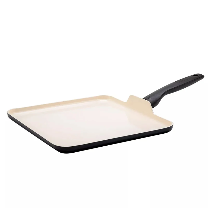 

Black ceramic non stick coating, evenly heated and easy to clean flat bottomed frying pan