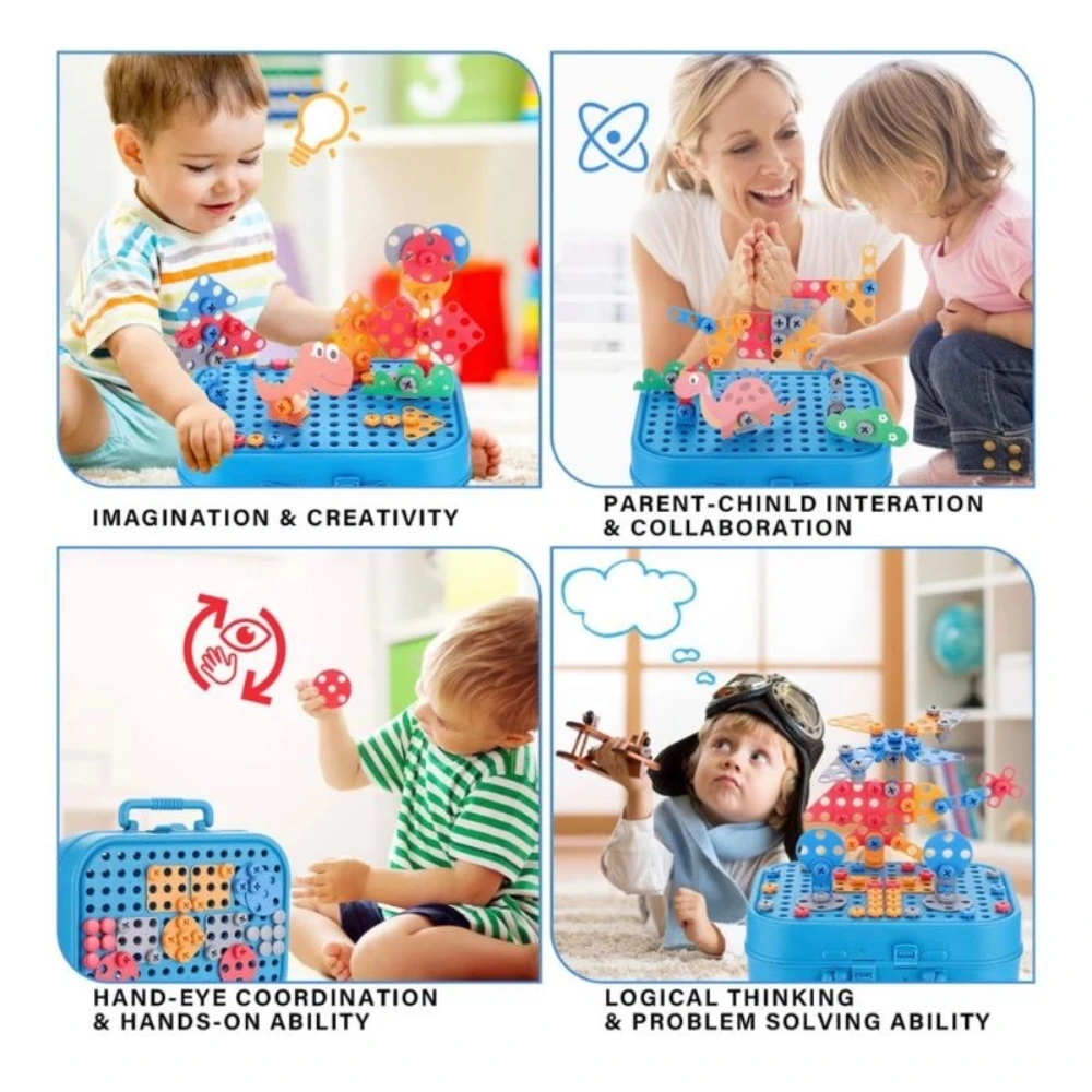 Brinquedos STEM para Crianças Design & Broca Brinquedo Jogos de Construção Kits Criativos Conjunto de Ferramentas para Crianças Brinquedos Educativos para Meninos e Meninas