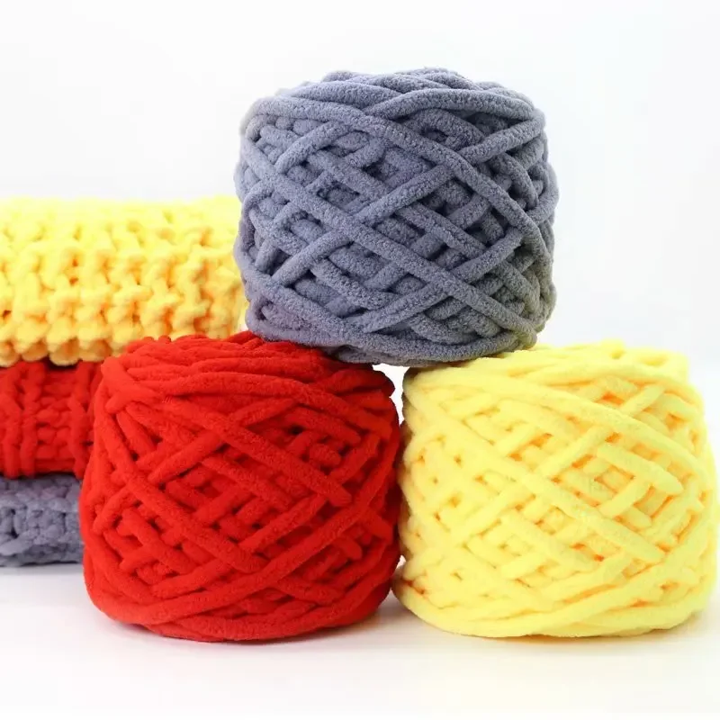 100g/ball Chenille Knitting Yarn Soft Ice Strip Line Cotton Yarn DIY Wool Yarn for Hand Knitting Scarf Thick Wool Wholesale