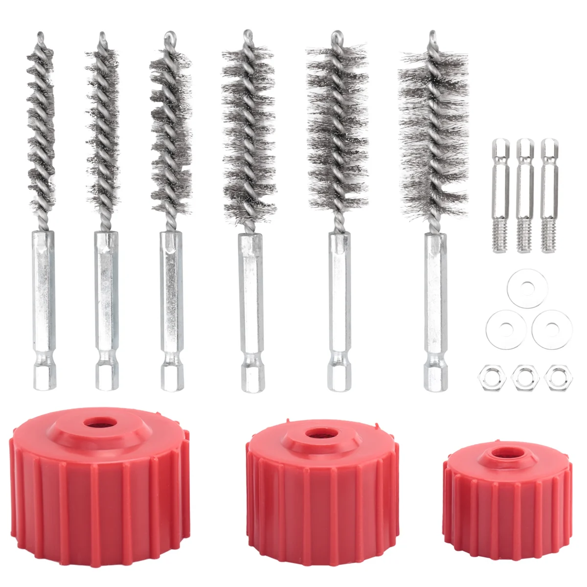 Copper Pipe Cleaner Set for Power Drill, Tube Cleaning Brush, Cleans Copper Pipes Tubes and Fittings for Soldering