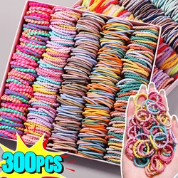 300pcs Canning Kids Candy Color Elastic Band Headbands Girls Summer Hair Tie High Elasticity Without Hurting The Thumb Headropes