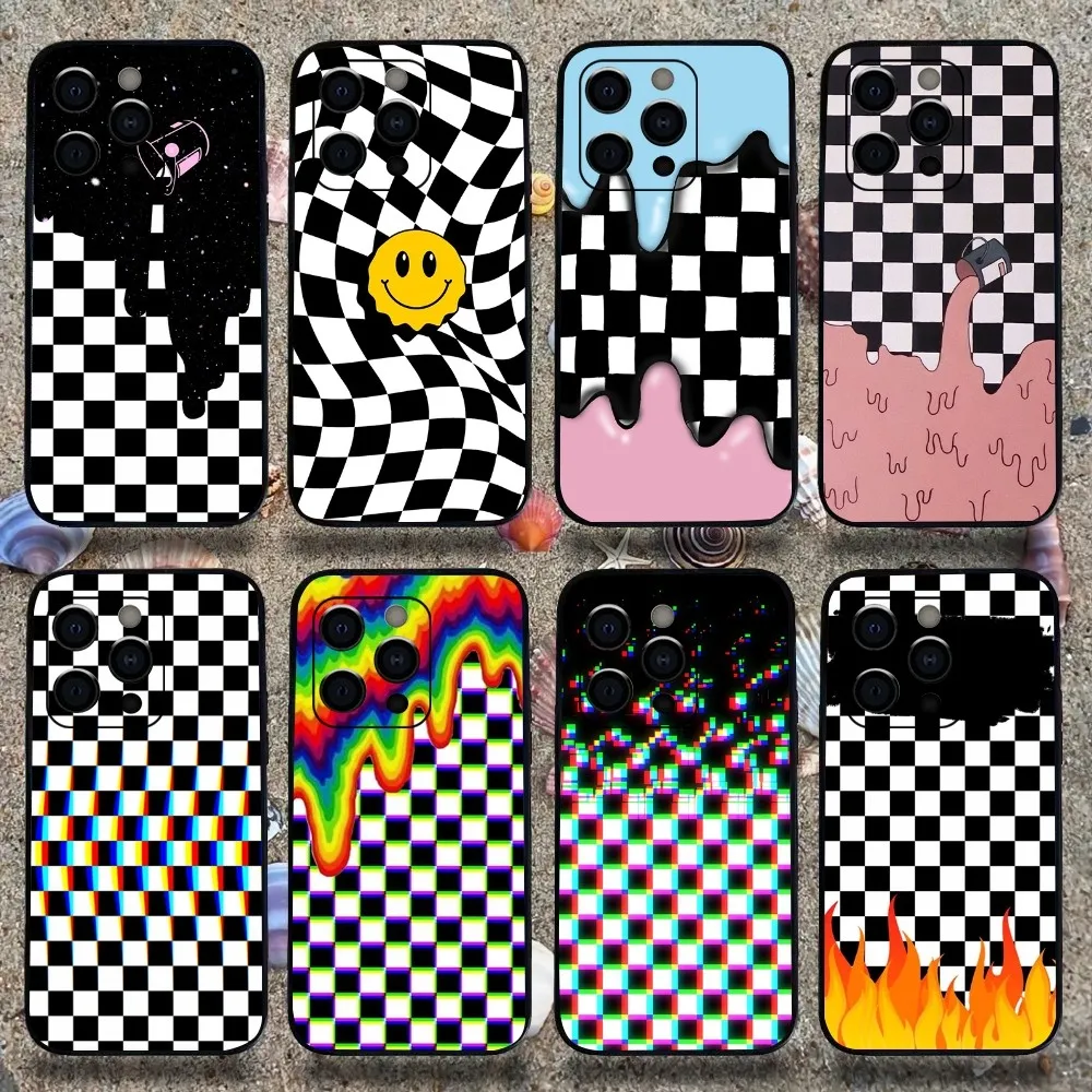 checkerboard checkered chess board Phone Case For Apple iPhone 15,14,13,12,11,Pro,X,XS,Max,XR,Plus,Mini Soft Black Cover