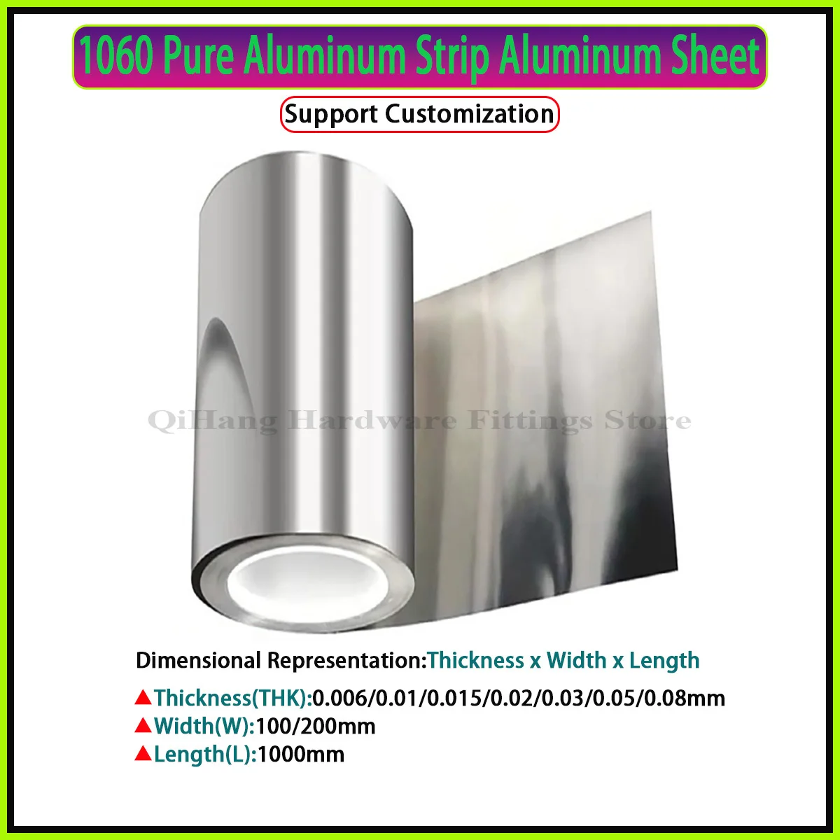 

AL Aluminum Strip 1060 Aluminum Strip Aluminium Foil Thin Sheet Plate DIY Material Thk0.006-0.08mm Width 100/200mm Length 1000mm