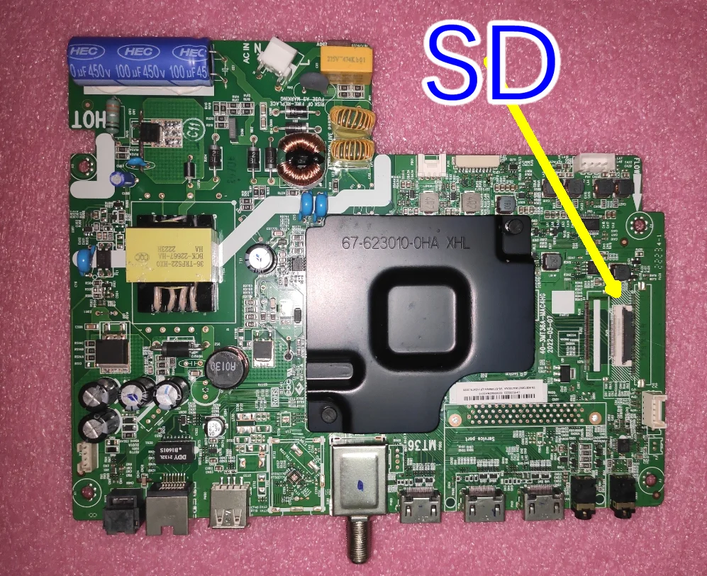 

40-3MT36A-MAC4HG Three in one TV motherboard, physical photo, 2 interfaces