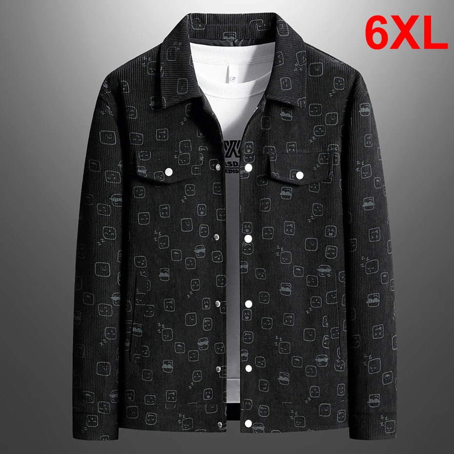 

Corduroy Jacket Men Fashion Casual Graffiti Print Jacket Corduroy Coat Male Sprint Autumn Button Coats Black