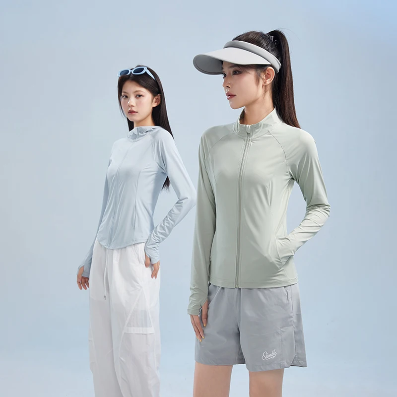 

Original Yarn Sun Protection Clothing UPF50 Summer New Style Hooded Slim Fit Stand Collar Sun Protection Outerwear for Women