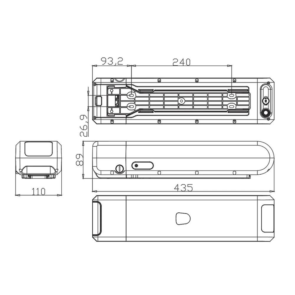 Rear Rack Battery 48V 10.4Ah 13Ah 14Ah 250W 350W 500W for Electric City Bike with Charger