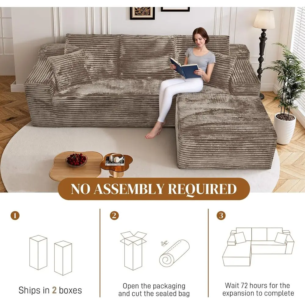 أريكة كرسي قصير بني مع مساند للذراعين واسعة، جلوس عميق، رغوة الذاكرة، سهلة التجميع، مثالية للمساحات الصغيرة