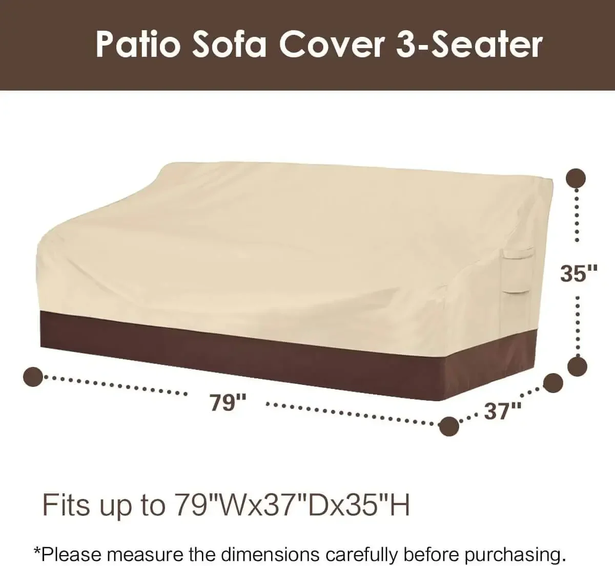 Heavy Duty Patio Sofa Cover, 100% Waterproof 3-Seater Outdoor Sofa Cover,Lawn Patio Furniture Covers with Air Vent and Handle