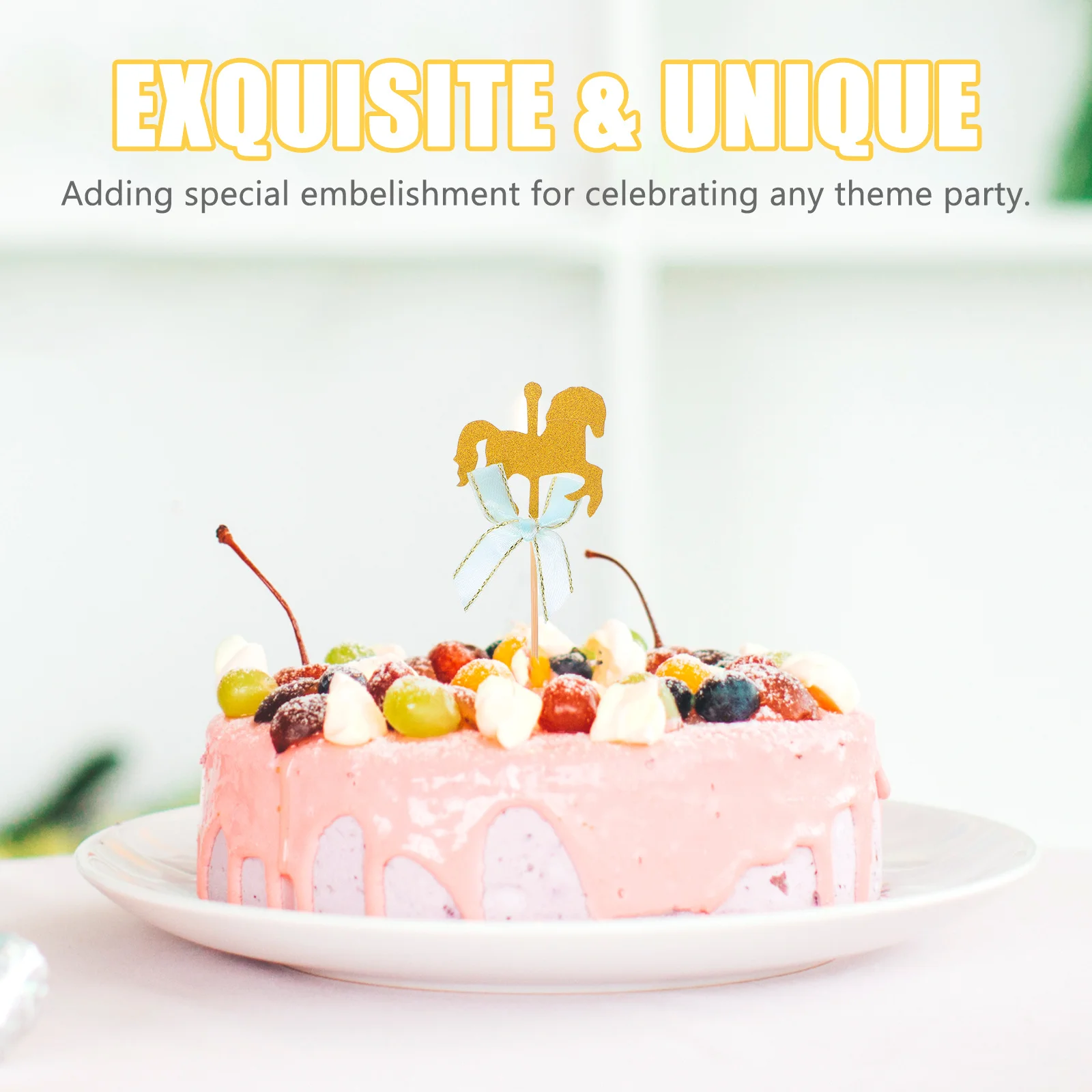 20 Stück blaue Schleife, Karussellform, Kuchendeckel, zarte Cupcake-Dessert-Geburtstagsparty-Dekoration, Kuchendeckel