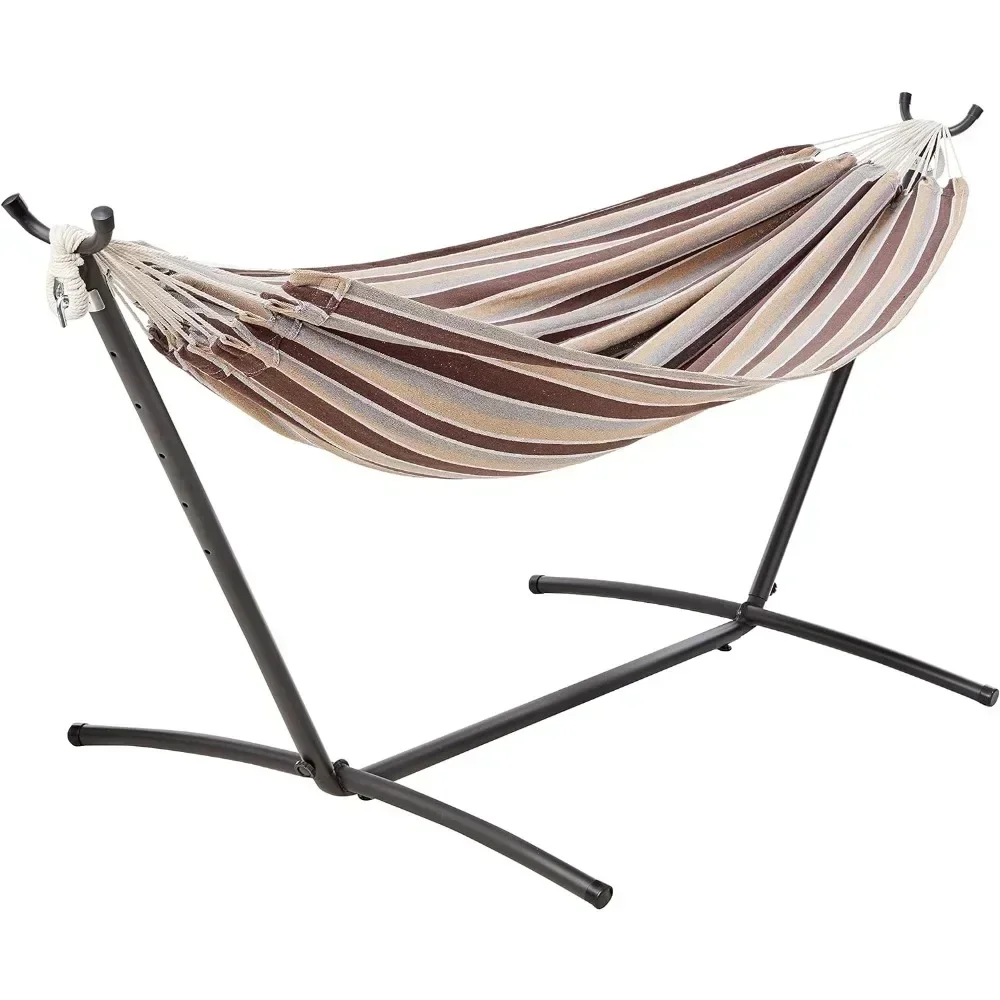 Double Hammock With 9-Foot Space Saving Steel Stand And Carrying Case, 110x47x43 Inches, Cream Wave, 450 Lb Capacity