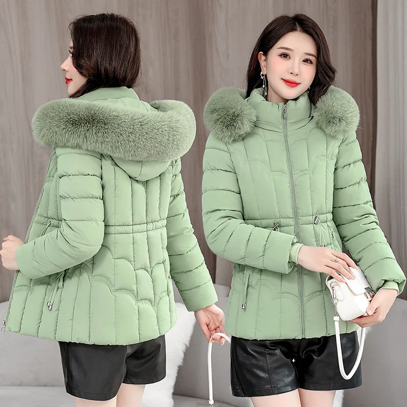 2024 New Winter Down Jacket Women Parkas Fashion High-Quality Warm Cotton Padded Coat Ladies Short Overcoat Hooded Outerwea Tops