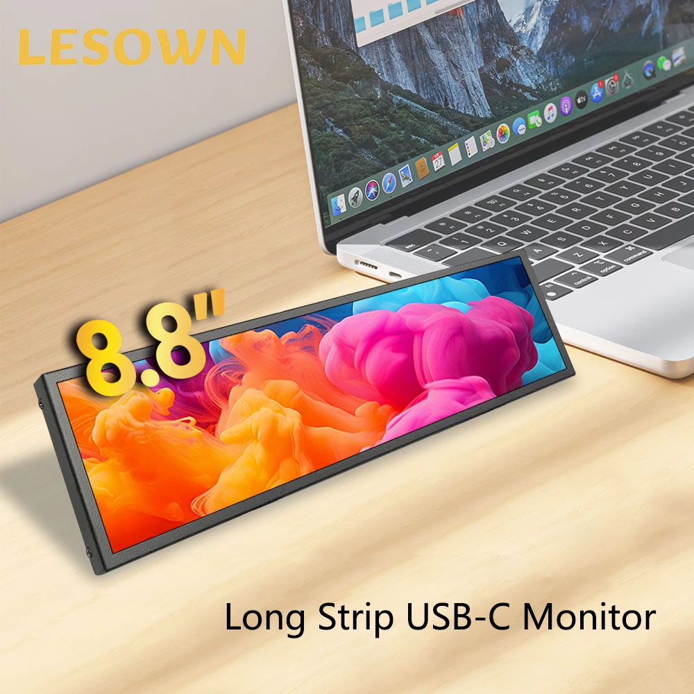 LESOWN USB-C Long Strip Portable Monitor 480x1920 IPS Touchscreen LCD Secondary Screen Stretched Bar Display for Window Computer