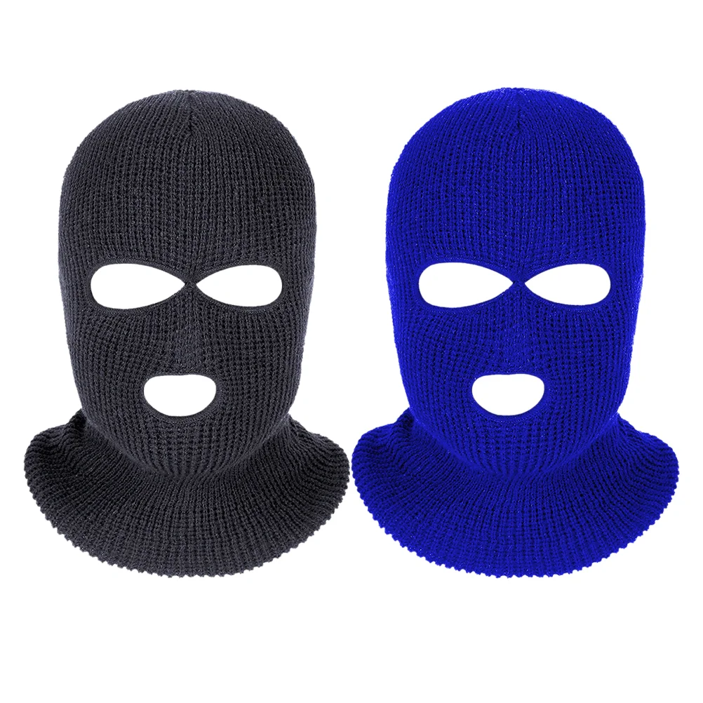 

2 PCS Windproof Woolen Knitted Hat Ski Mask Halloween Thermal Warm Face Woman Balaclava