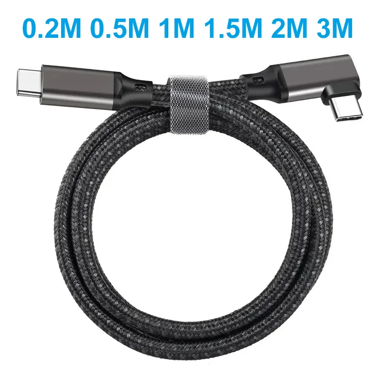 

USB 3.2 Gen 2 Type C Cable 100W Charging Right Angle USB C to USB C 20Gbps 5A data Cable with E-marker 0.2M-3M