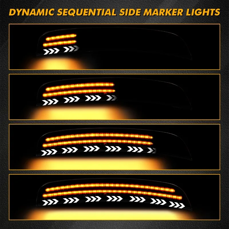 2pcs รมควันเลนส์รถด้านหน้า/ด้านหลัง LED Side MARKER Light สําหรับ Chrysler 300 300S 300C 2015-2023 แบบไดนามิกสีขาว/Amber/สีแดง