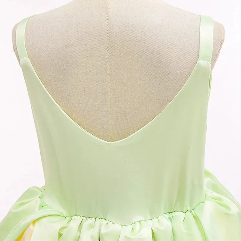 

2025 Fantasy Princess and Frog Story Cosplay Child Princess Ball Gown Off Shoulder Tiana Deluxe Royal Dress Girls Costume