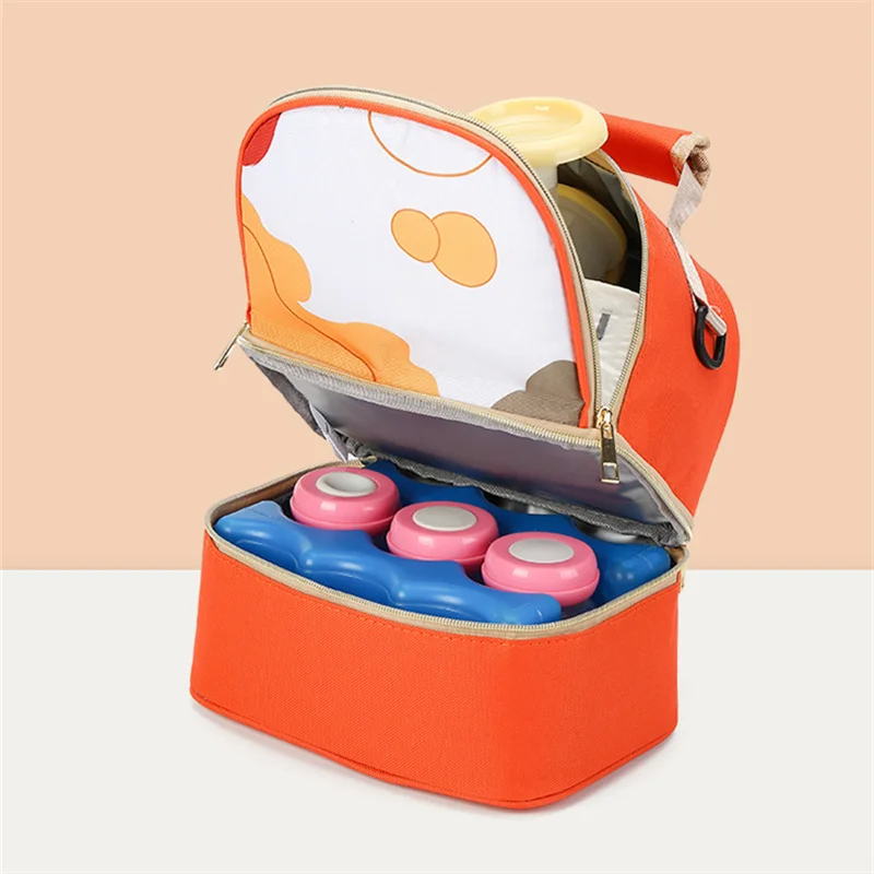 Double Layer Insulation Cooler Bag Mummy Breastfeeding Diaper Backpack Baby Milk Storage Thermal Bags for Lunch Food Container