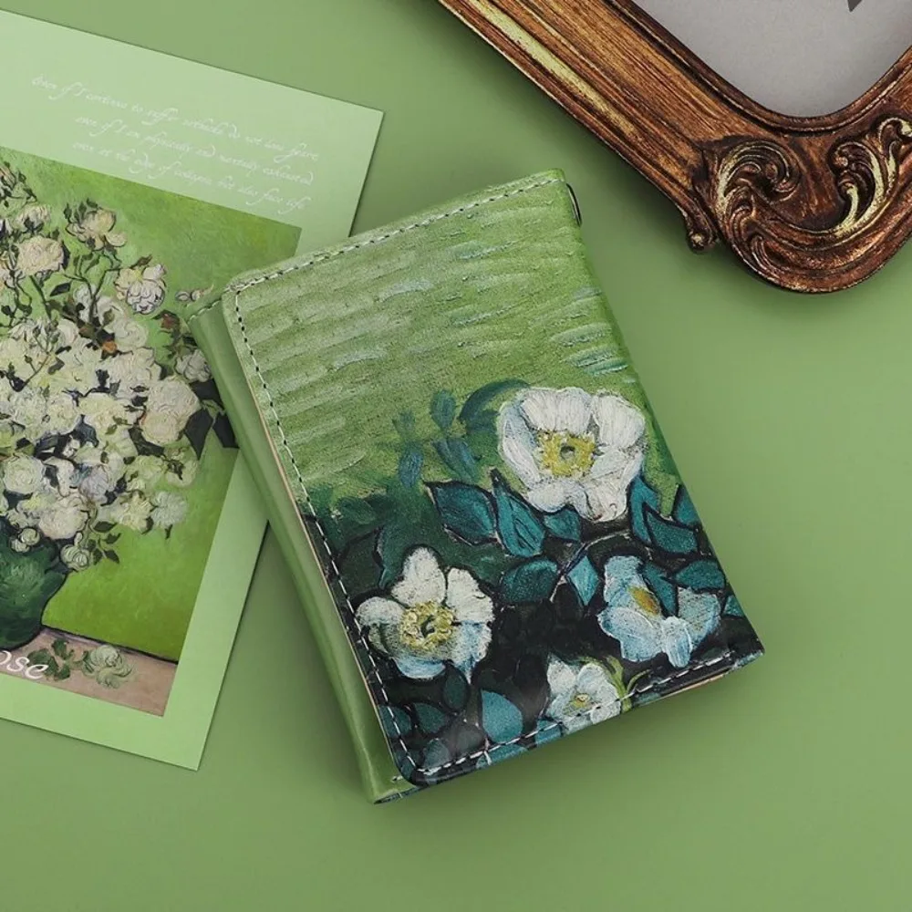 Nuovo design di pittura a olio Portafoglio corto in pelle PU Slot per carte multiple Portamonete Portafoglio piccolo triplo piega