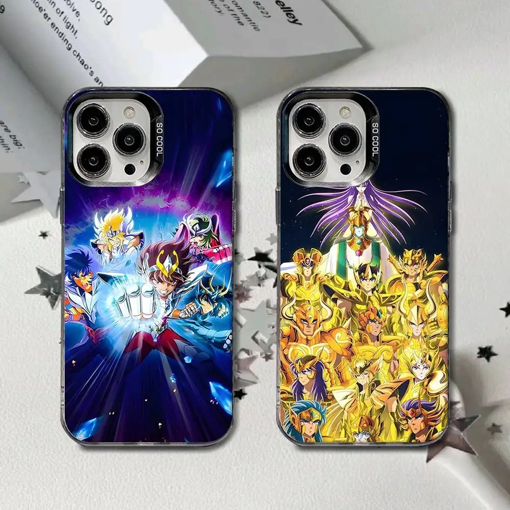

S-Saint Seiya Knights Zodiac Phone Case For iPhone 16,15,14,13,12,11,8,7,Pro,Max,Plus,Mini,XS,SE Anti Fall Black Matte Hard