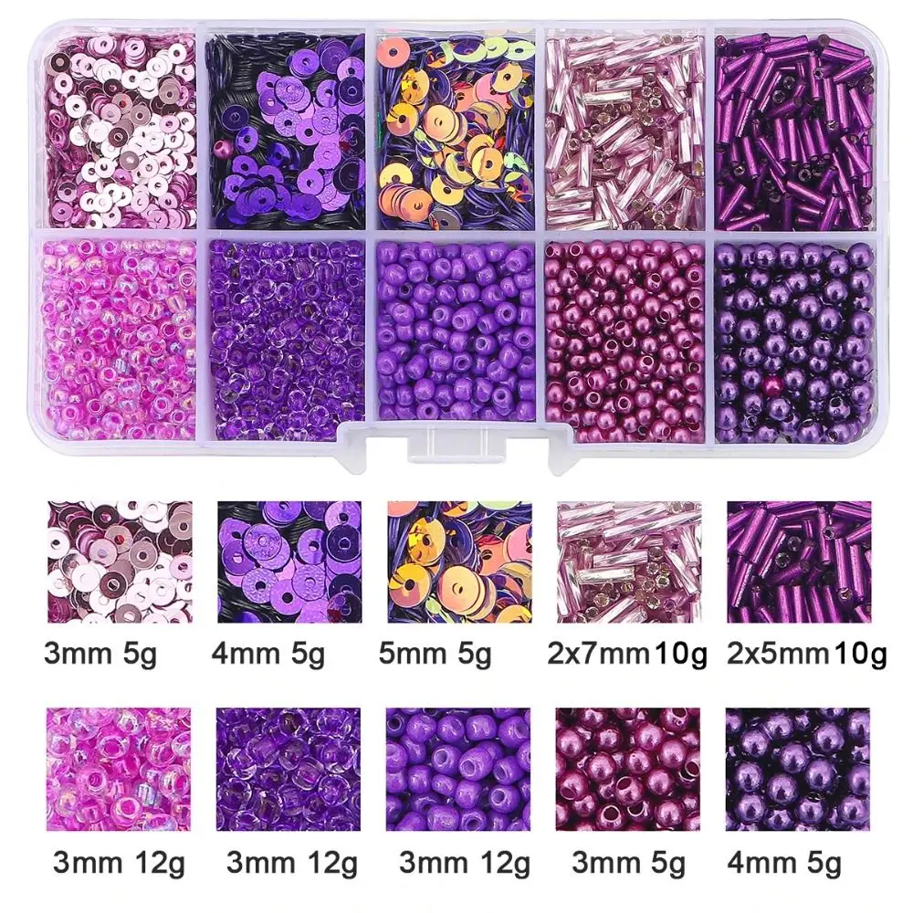 Glass Rice Beads Sequins Set Sequins Boost Creativity Imitation Pearl Material Kit Multi Function Educational