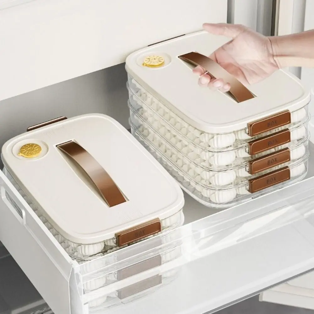 

Plastic Multilayer Dumpling Storage Box Food Grade Sealed Wonton Storage Box with Timer with Lid Refrigerator Storage Box