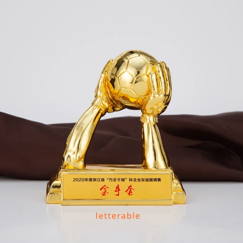 Football Trophy Goalkeeper Golden Glove Goalkeeper Award Fan Souvenir Custom Printing School Award Display