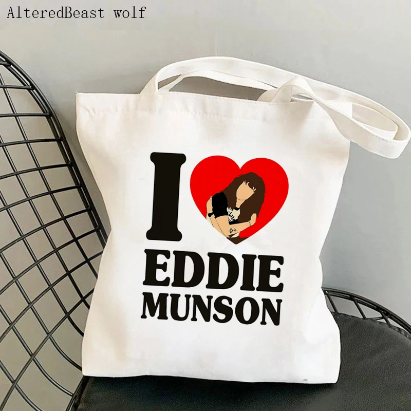 Eddie munson mulher shopper saco dos desenhos animados hellfire clube saco hellfire harajuku compras lona shopper saco menina bolsa