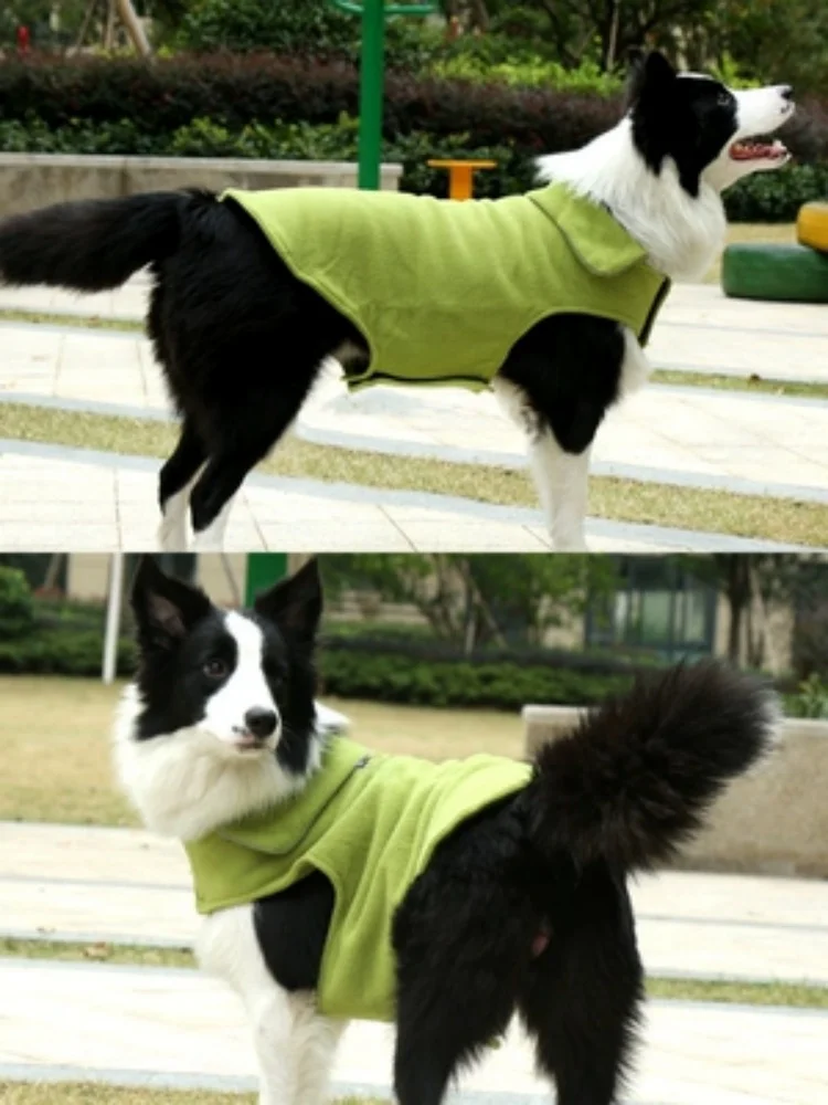 Dog Clothing Winter Attire Large Dog Golden Fur Front And Back Wearing Thick Cotton Vest Pet Dog Clothing