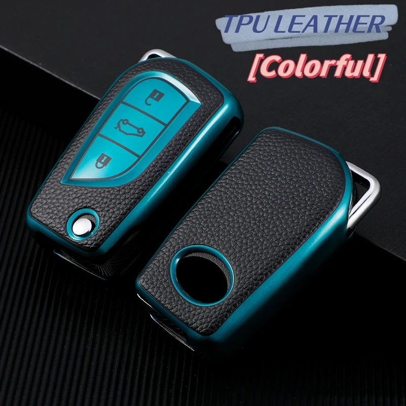 TPU Key Case for Toyota Corolla Levin Verso Yaris 2014 Auris Aygo RAV4 Scion 2015 2016 Leather Folding Car Accessories view 3