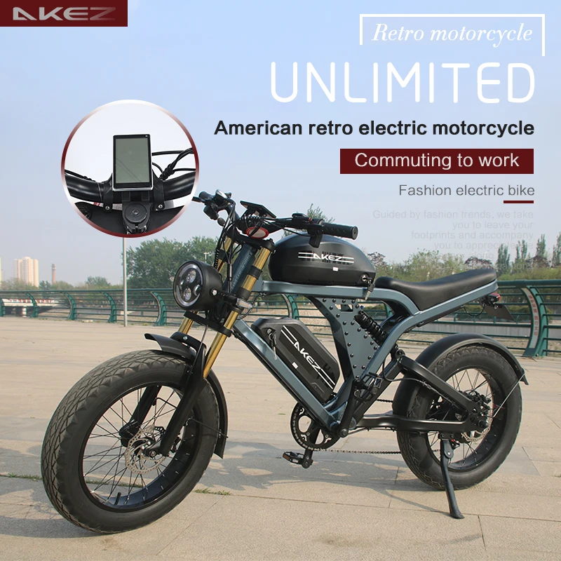 Electric Bike for Adults AKEZ King Kong 20"×4.0 Fat Tire 1500W Motor 30MPH Max Speed 48V 41Ah Lithium Battery Hydraulic Disc Brakes Turn Signals Dual Suspension All-Terrain E-Bike with LCD Display City Commuting,Mountain Roads Bike image 4