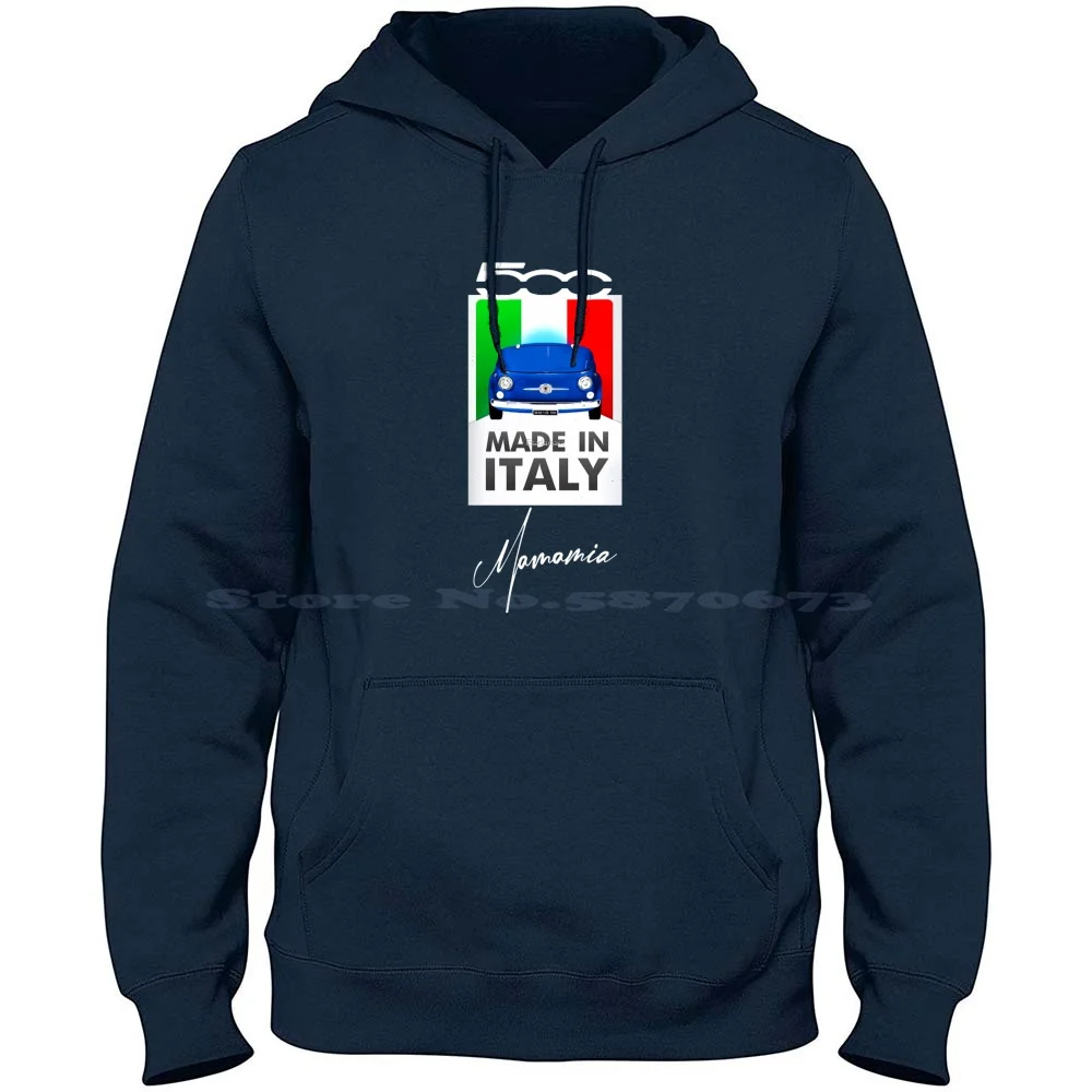 Italian Fiat 500 100% Cotton Hoodie Fiat 500 Italy Italian Abarth Vintage Cars Retro Classic Car Race Rally