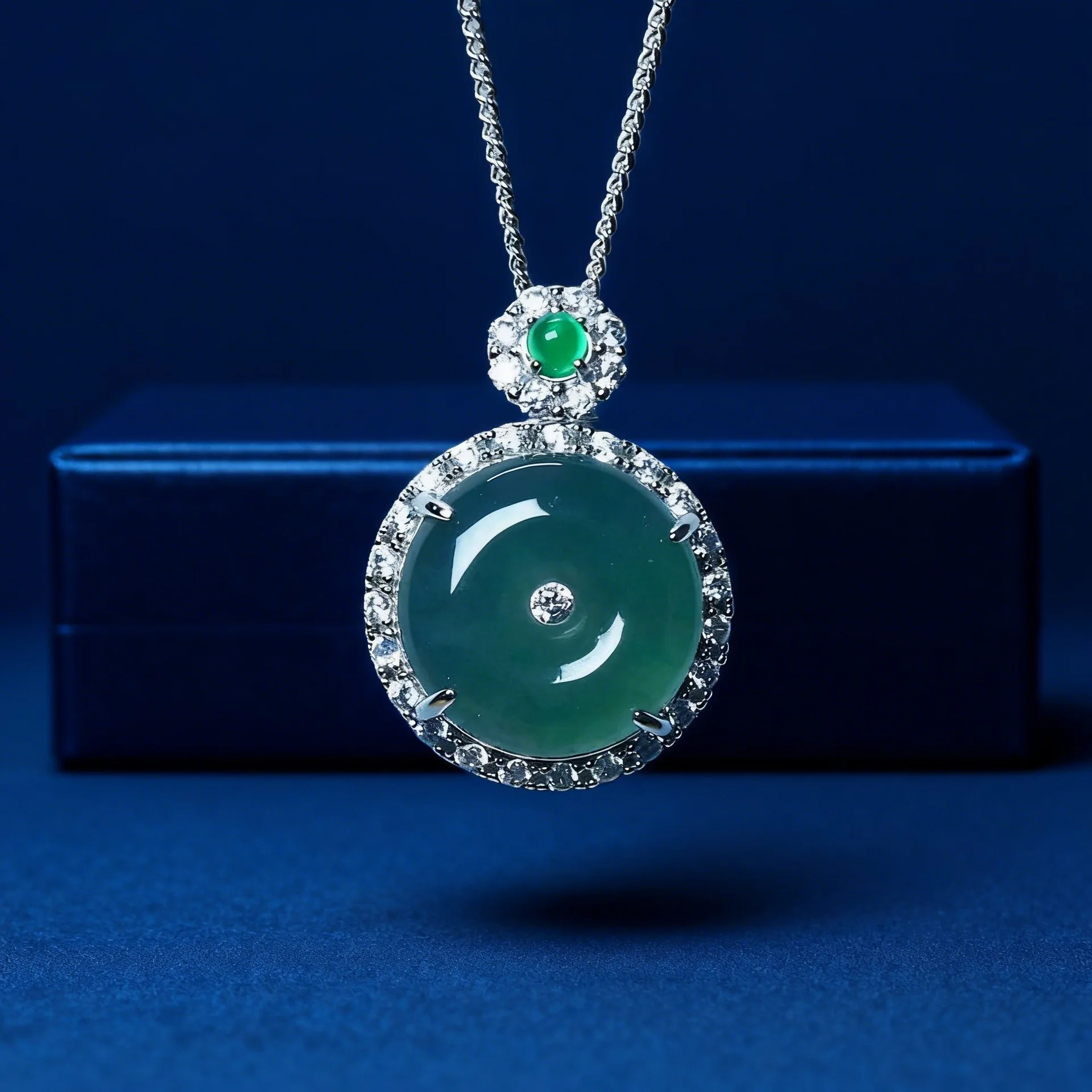 Myanmar Jadeite Donut Pendant Necklace Designer Luxury Real Jade Vintage 925 Silver Gemstone Accessories Gifts for Women