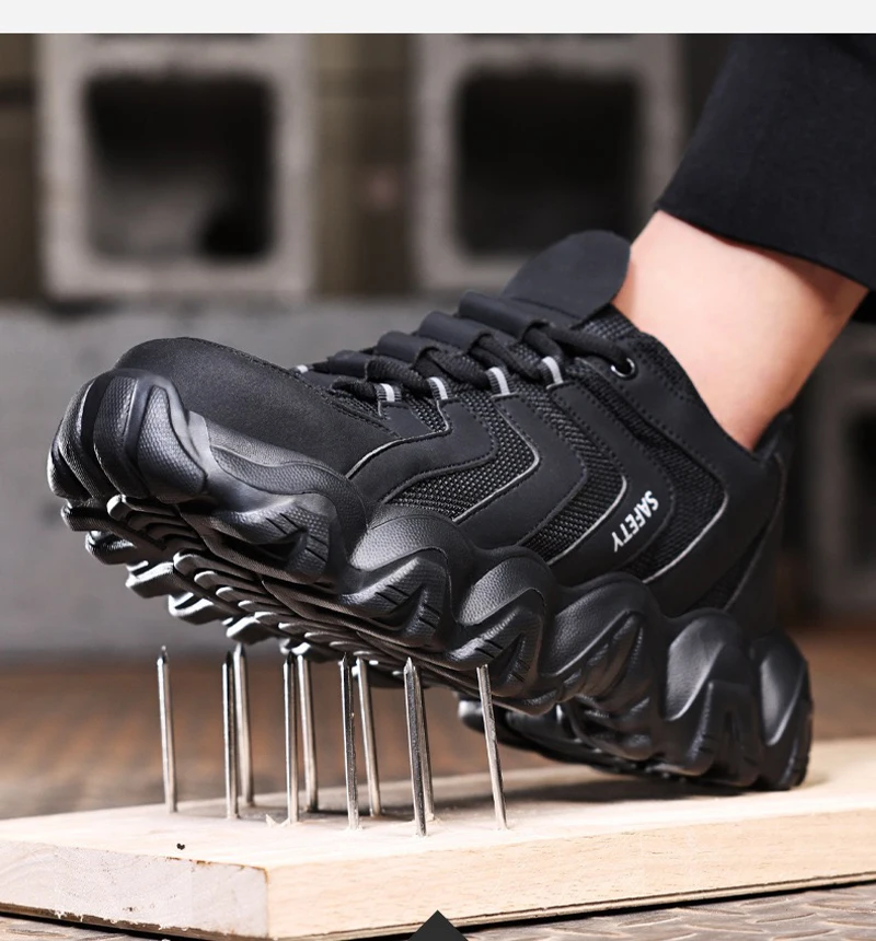 Zapatos de seguridad indestructibles para hombre, calzado ligero y cómodo con punta de acero, resistente a los pinchazos, calzado de trabajo