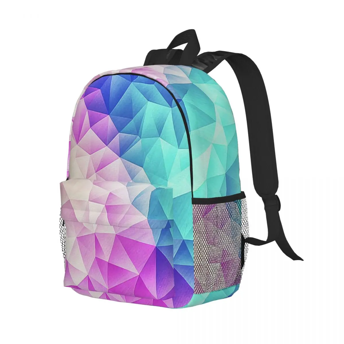 Customized Crystal Cubism Backpacks Women Men Basic Bookbag for School College Abstract Polygon Bags