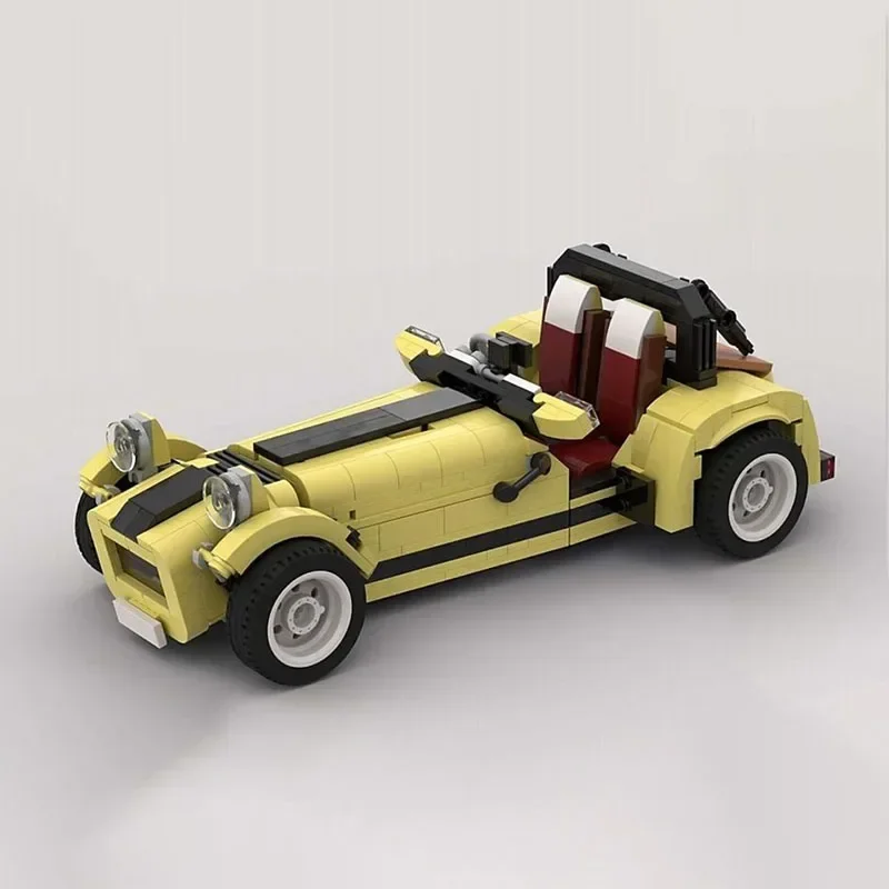 Ycmoc blocos de construção vintage clássico conversível caterham modelo de carro tijolos técnicos diy montagem veículo brinquedos para crianças criança