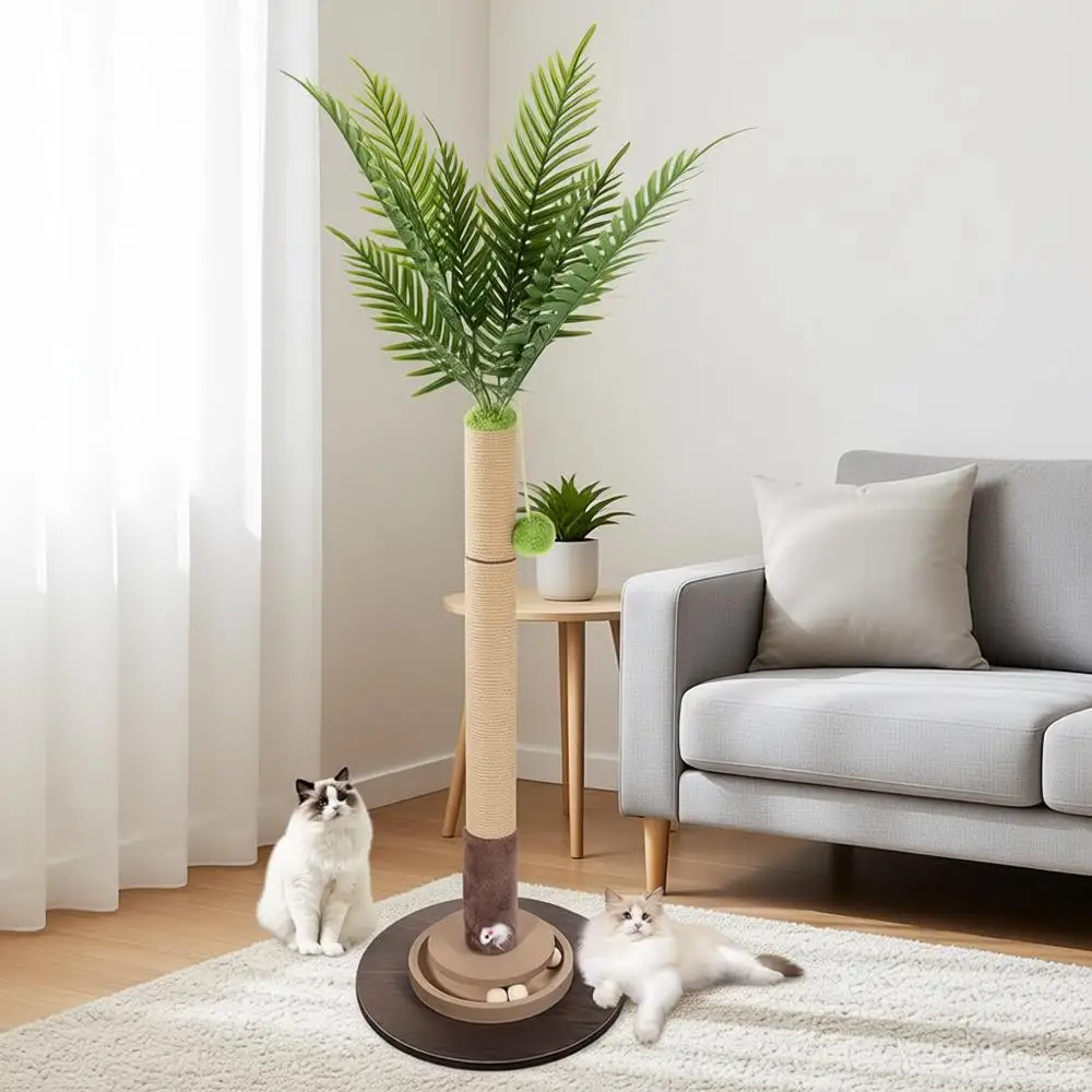 

35 Inch Tall Cat Scratcher Cat Tree Tower with Hanging Ball, Sisal Rope, Interactive Mouse Cat Toy