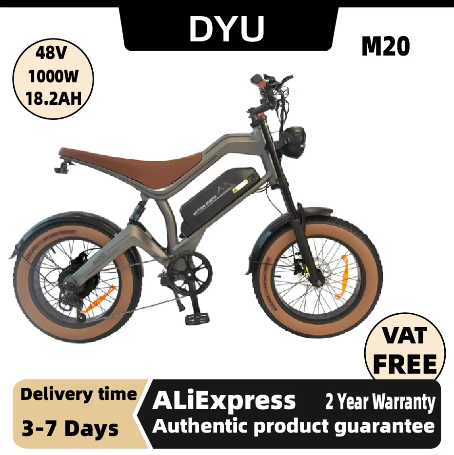 

DYU M20 Adult Electric Bicycle, 1000W motor city ebike 48V18.2AH E-bike 20 Fat Tire E-Mountain bike